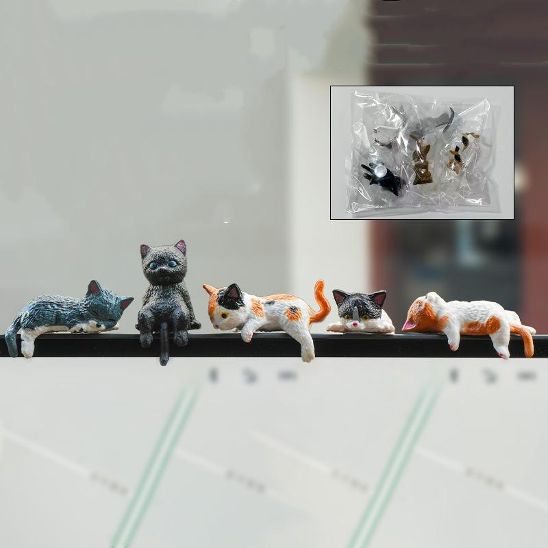 5Pcs Cute Kitten Decoration Creative Sleeping Cat Doll Home Ornaments Toy Cat Car Interior Landscape Decoration Adorable Gifts