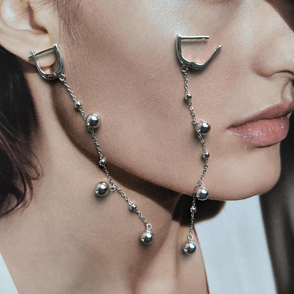 Серебряные серьги без камней (2198512)