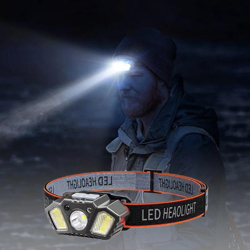 Strong Light Headlamp Portable LED Sensor Headlight USB Rechargeable Head Flashlight Outdoor Camping Fishing Emergency Lantern