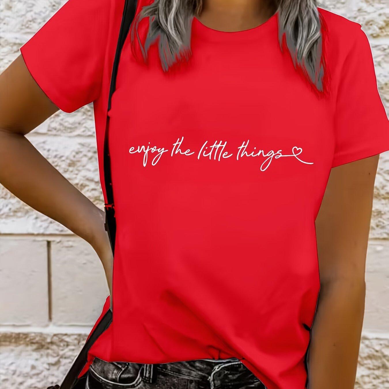 

Letter Print Crew Neck T-Shirt, Casual Short Sleeve T-Shirt For Spring & Summer, Women s Clothing 4XL