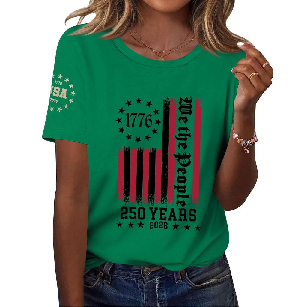 Moda feminina casual estampado manga curta gola redonda pulôver tops