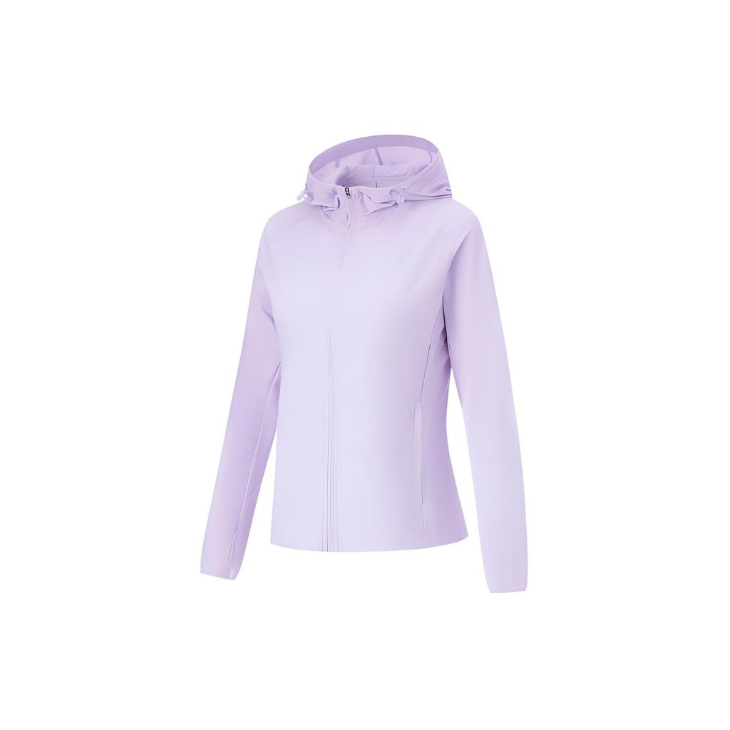 Li Ning Fitness Series Solid Color Long Sleeve Hooded Slim Fit Sweatshirt Women Tops Lilac AWDU474-4