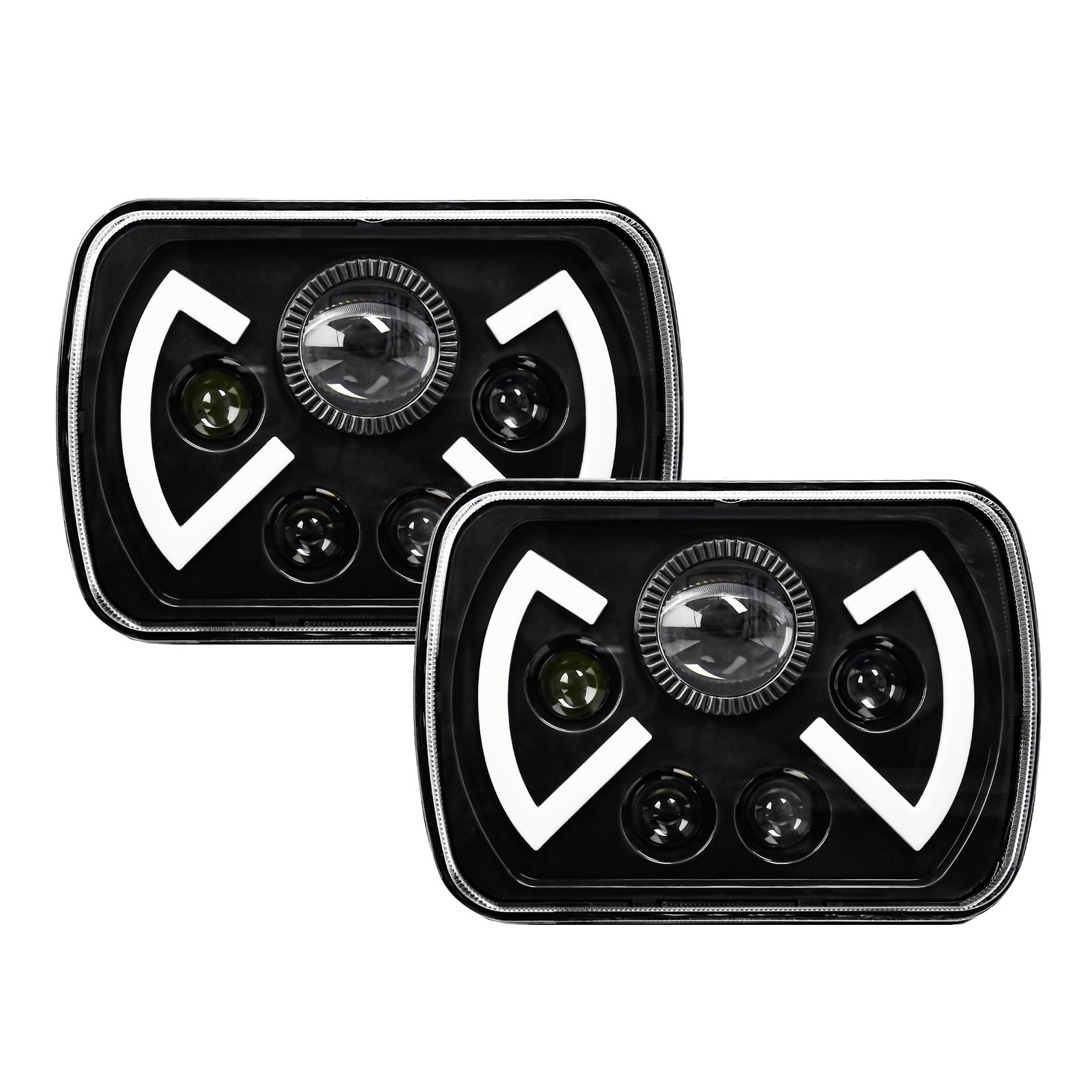 

2PCS 7 Inch LED Headlights, 5x7 7x6 Rectangular LED Headlights with High Low Beam DRL Turn Signal Replacement for