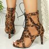 New Large Size Sandals Openwork Shoes In Front of The Lace-up Fine Heel High-heeled Sandal Boots
