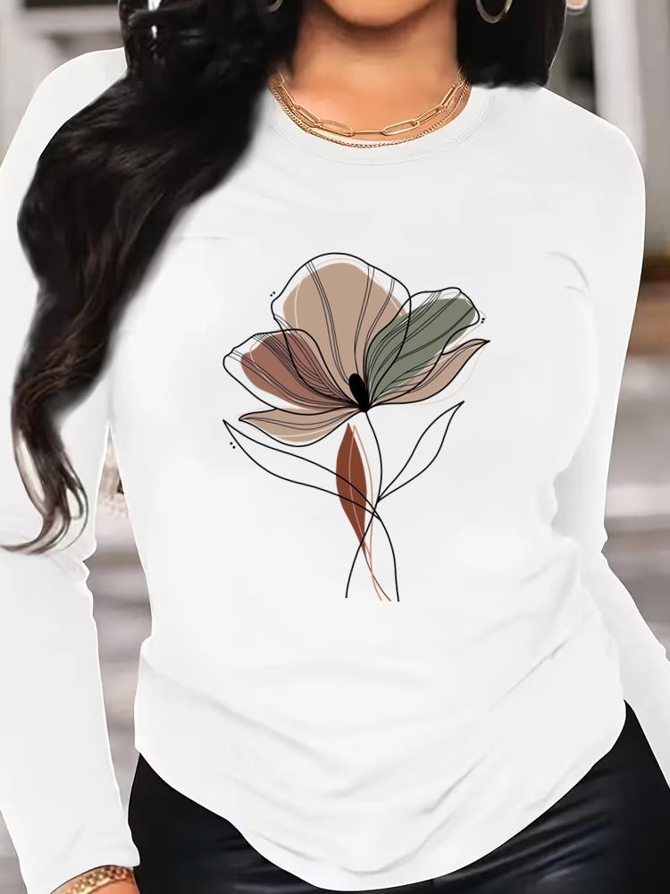 (Asian Size) love letter style cute T Shirt Tee Women Clothing Long Sleeve Print autumn winter spring Casual Fashion Top o-neck Graphic T-shirts