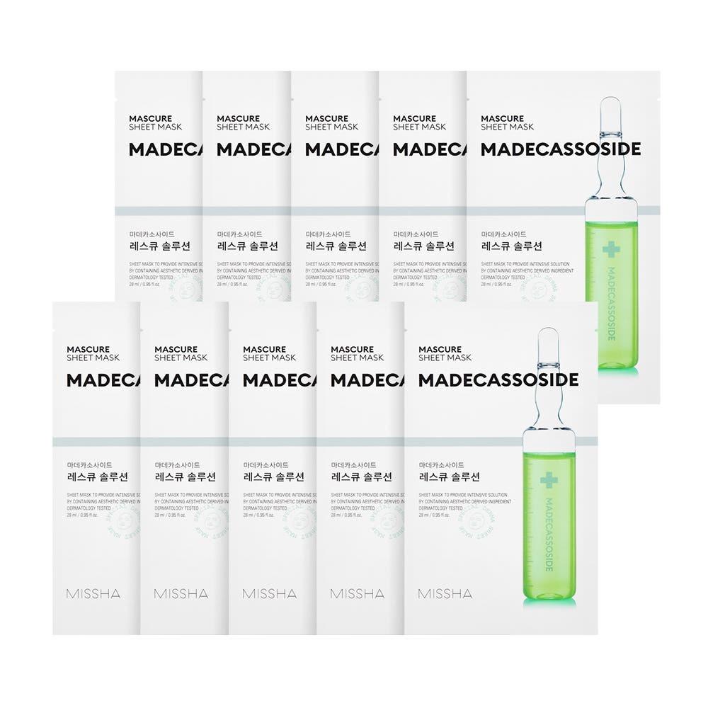 

MISSHA Mascure Rescue Solution Sheet Mask [Madecassoside] Soothing Care 10pcs Set