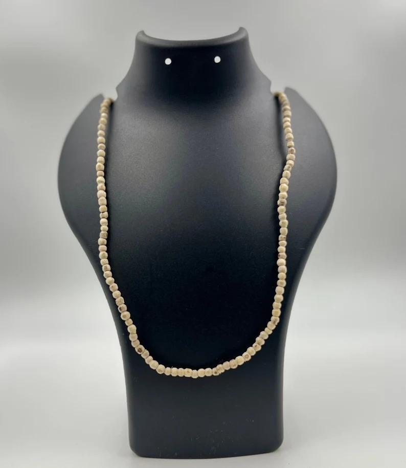 Tulsi Mala Kanthi – Authentic Tulsi Wood Beads Necklace for Hindu Prayer, Spiritual Healing & Meditation Mala –Religious Gift for Men & Women