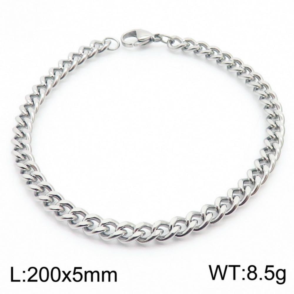 Jewelry Side Flat Chain Stainless Steel Chain, Simple Titanium Steel Men's Trend Hip-hop Bracelet Accessories
