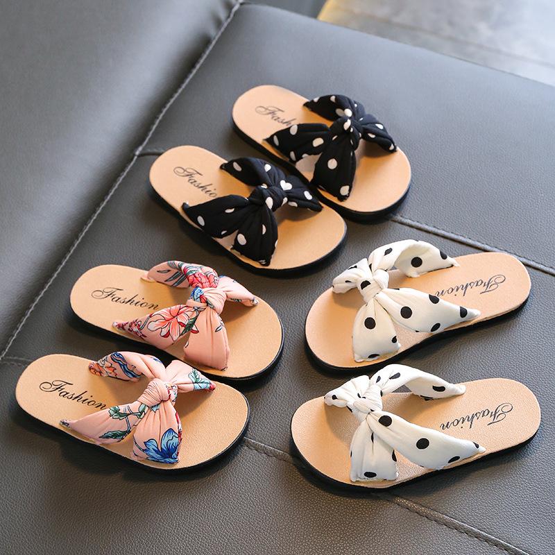 Sandalen für Mädchen im Bohemian-Stil, Schwamm, bequem, weich, lässig, für drinnen und draußen, bedruckter Stoff, Kinder-Sandalen, Hausschuhe