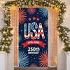 National Anniversary Display Red Blue Color Scheme USA 250th Backdrop Patriotic Celebration Background Firework Elements