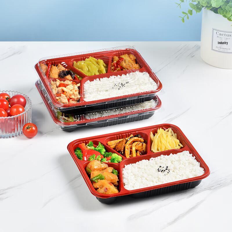 Temaiju Einweg Quadratische 5-Fach Mahlzeitvorbereitungsbehälter mit Deckeln, 100er-Pack