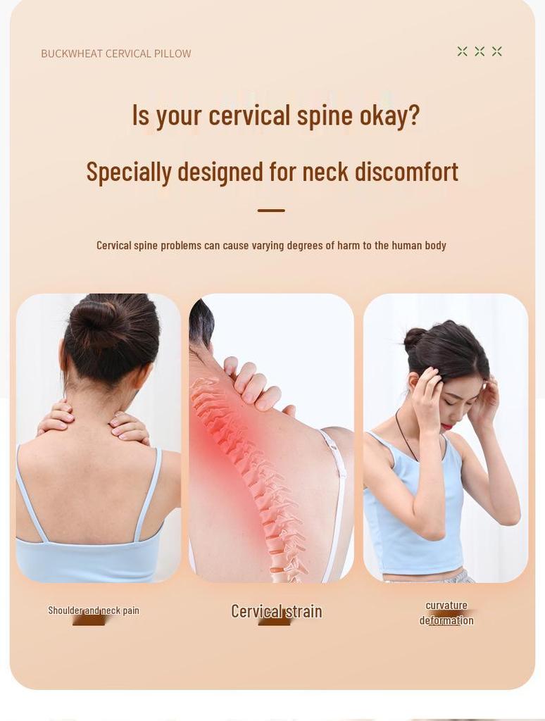 Soba Cervical Pillow with Mugwort Fluff and Holland Velvet Neck Protector