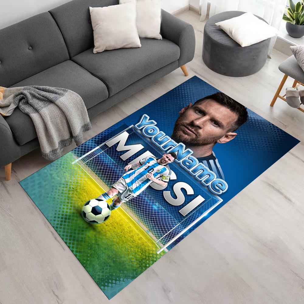 Messi Personalized Text Carpet Design for Foyer Bedrooms Entryway Playrooms Antislip Carpet Anime Office Decor Perfect Birthday/Christmas Gift Idea