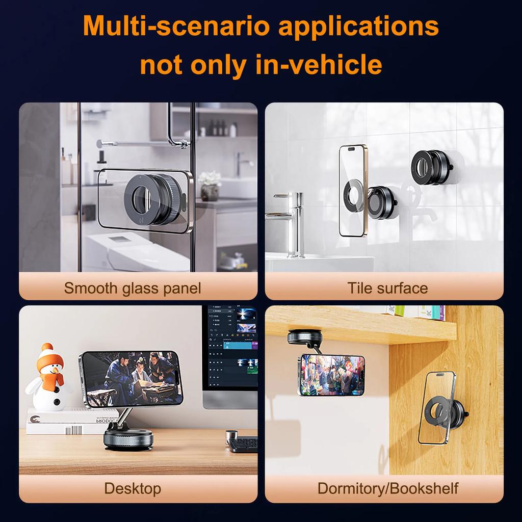 Folding Strong Magnet Magnetic Phone Holder 360° Rotation Desk Car Vacuum Suction Windshield Dashboard Mobile Holder 2025