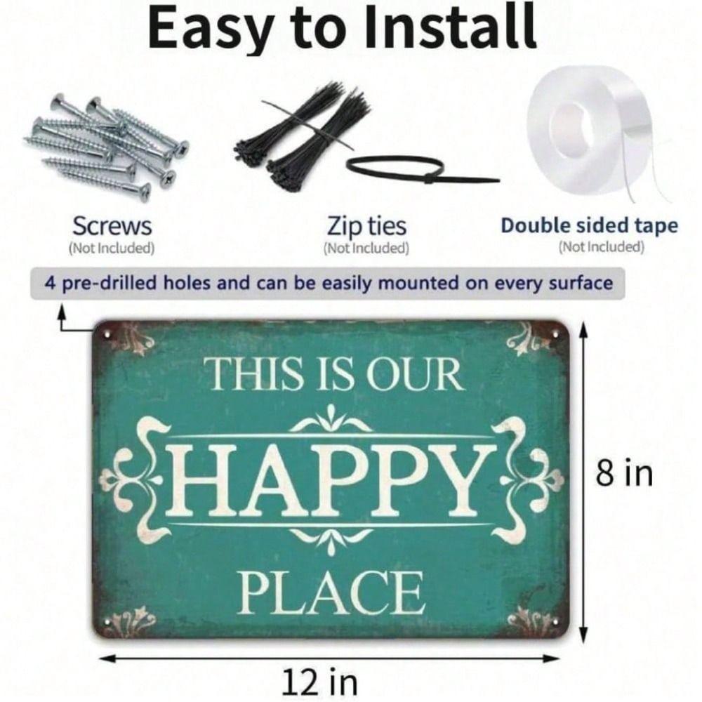 Metal Wall Art Vintage This Is Our Happy Place Sign Home Decor Garden Decoration