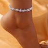 Huitan Silver Color Rhinestone Elastic Bracelet Anklet for Women Simple Stylish Female Foot Accessories Party Gift Bling Jewelry