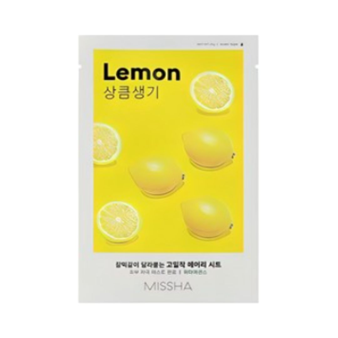 MISSHA Airy Fit Sheet Mask Lemon Brightening & Revitalizing Face Mask 19g x 20 Sheets