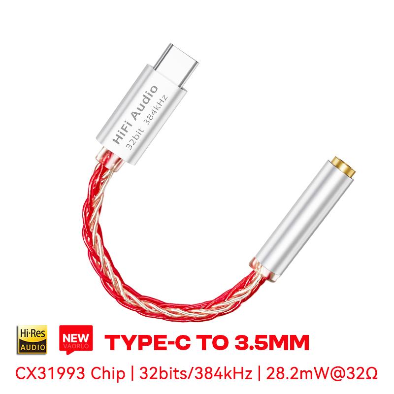 

TC01 CX31993 ЦАП USB Type C до 3.5 мм Підсилювач для навушників 32 біт/384 кГц Hi-Fi Аудіодекодер Підсилювач для IEM Адаптер для мобільного телефону PK DA06 Red