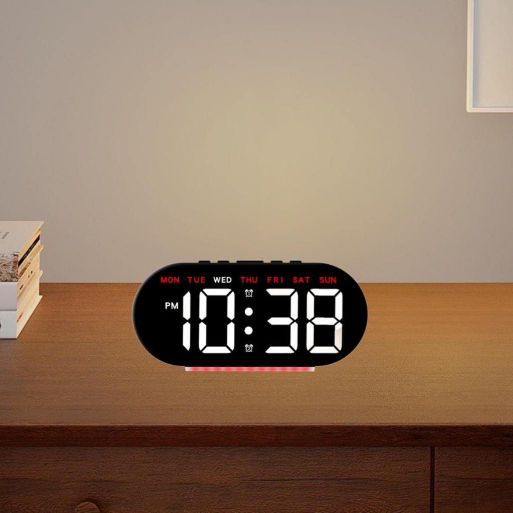 Digital Alarm Clock with LED Display, Date And Week Functionality, Adjustable Brightness for Bedroom