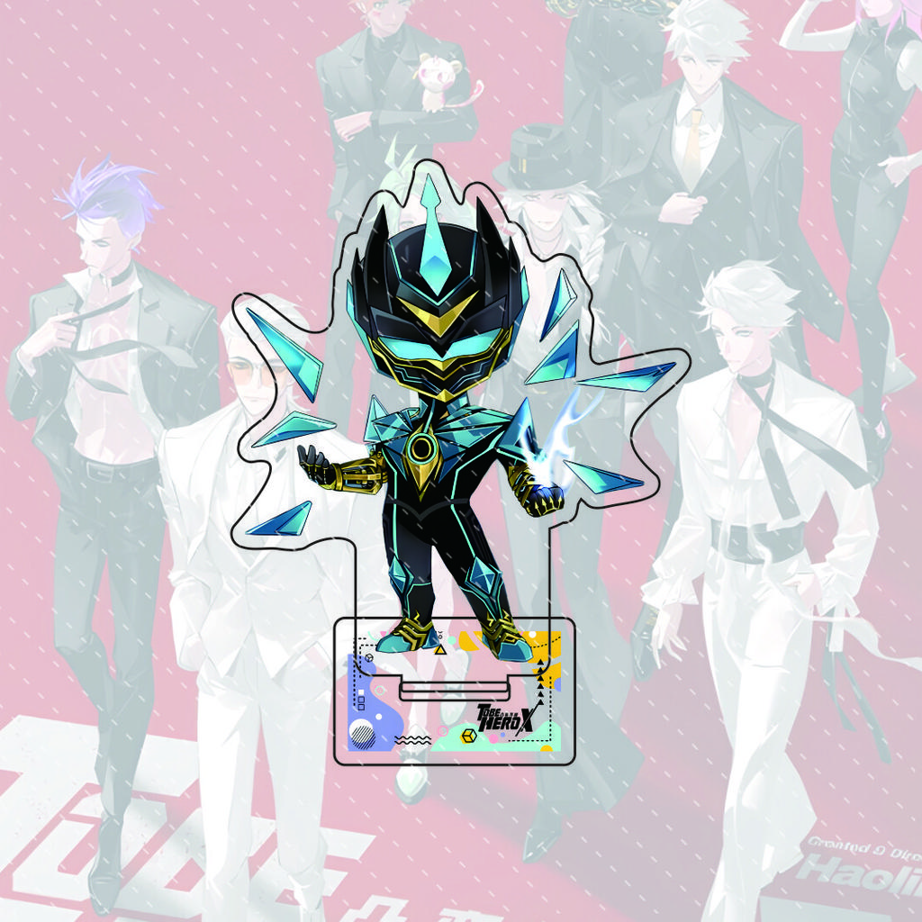 anime TO BE HERO X 10cm Cute Q version acrylic character X Lucky Cyan Ghostblade standing model base desktop decoration gift