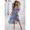 QICED Damen Mode Sommer Frühling V-Ausschnitt Kurzarm Freizeitkleider