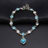 Chic Hottest Womens Ladies Crystal Rhinestone Bangle Ocean Blue Bracelet Chain Heart For Versatile Occasions
