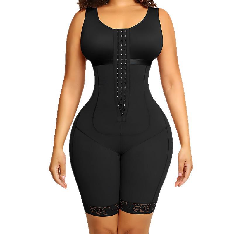 Cinta Modeladora Transfronteiriça: Body Shaper de Malha Inteiriço com Controle de Barriga, Fechamento por Colchetes, Levanta Quadril e Suporte para os Seios
