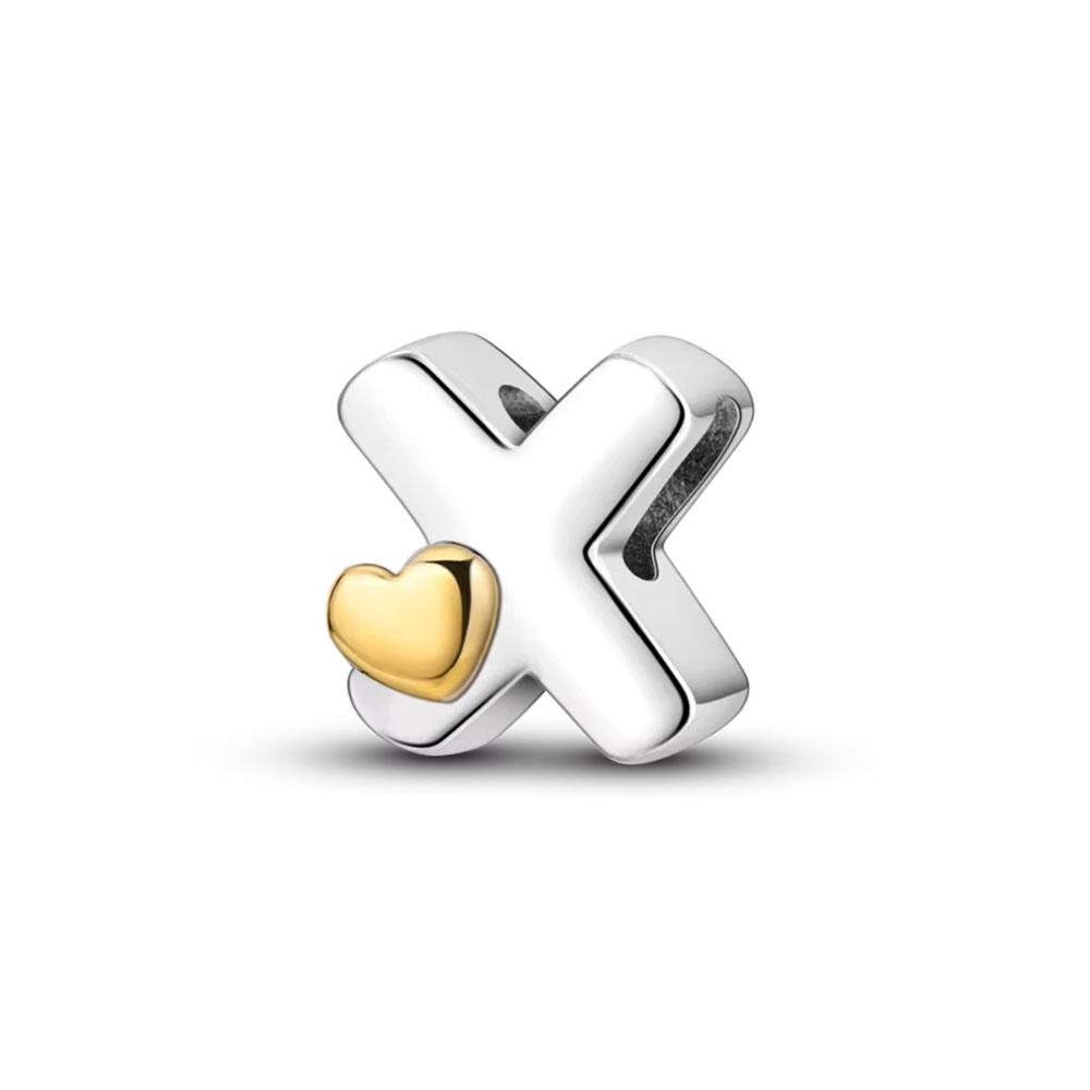 Letter With Gold Color Heart Charms Copper Pedant Bead Diy Jewelry Fit Bracelet Necklace Gift European Party