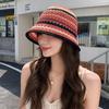 Knitted Hollow Fashionable Fisherman Hat With Color Splicing Design Daily For