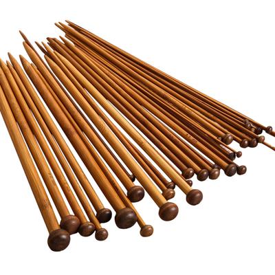 36pcs 18 Size Bamboo Knitting Needle Wool Weaving Straight Needle Carbonize Single-pointed Art Crafts Portable for Sweater Scarf