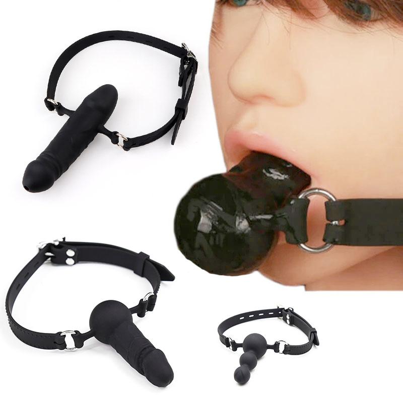 Silicone Ball Open Mouth Gag Penis Gag Bondage Restraints Adult Game Oral Fixation  Stuffed Slave Sex Toy for Couple
