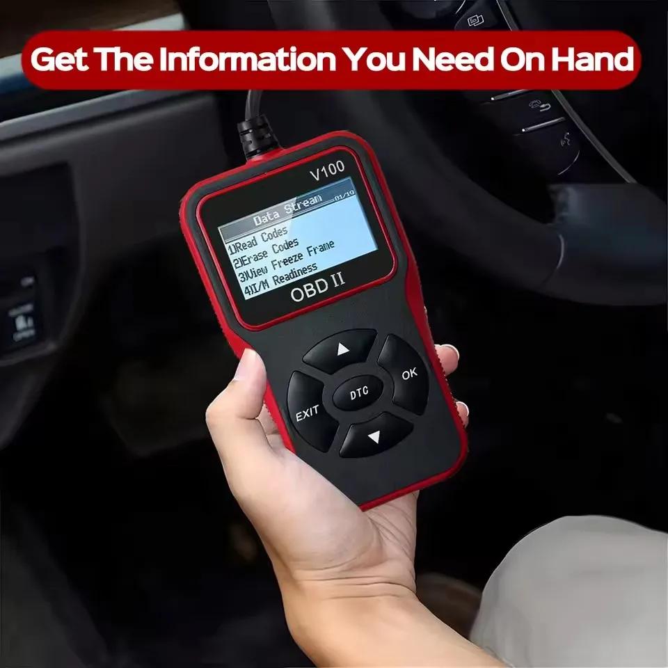 

V100 OBD2 Сканер Диагностический Инструмент, Читатель и Сброс Кодов с Живыми Данными/Проверкой на Выбросы для Автомобилей/Грузовиков/Внедорожников OBDII/EOBD чёрный