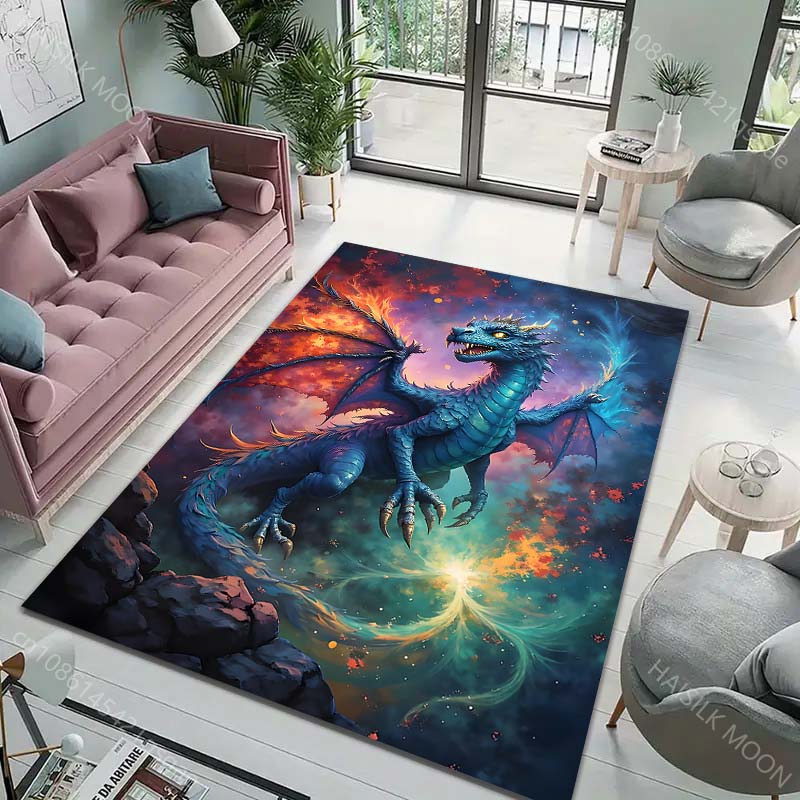 Multiple sizes Blue dragon in the sky Print Carpet Rug for Living Room Bedroom Sofa Doormat Home Decor Non-slip Floor Mat