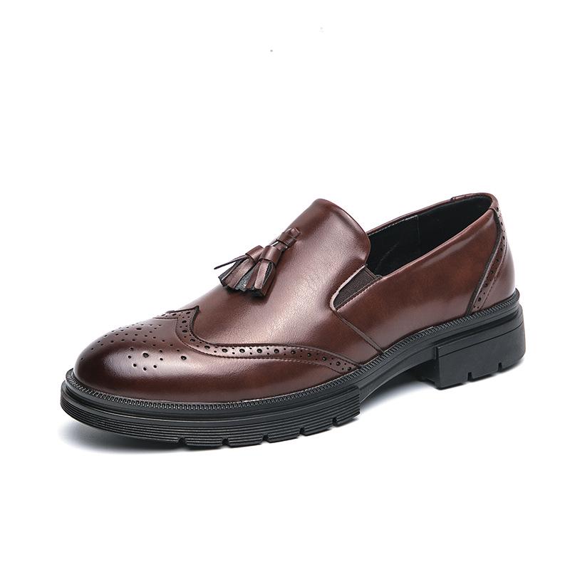 Men s Big Size Tassel Brogue Leather Shoes - Business Casual & Formal Style 44 коричневый
