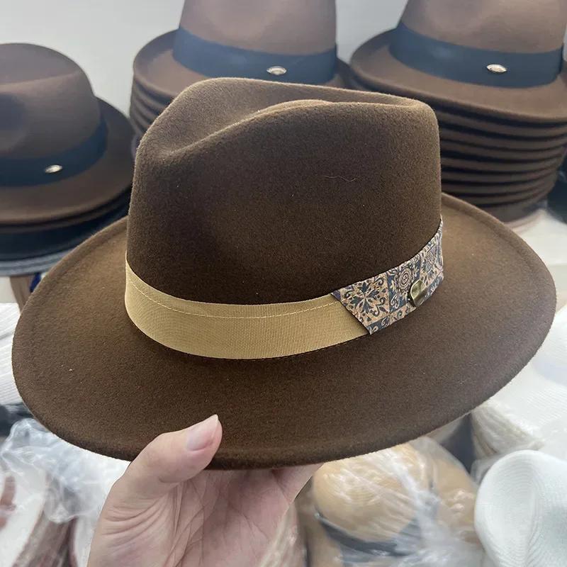 Autumn And Winter New British Style Wool Light Luxury Top Hat Women'S Fashion Ethnic Style Jazz Hat Men'S Retro Gentleman'S Hat