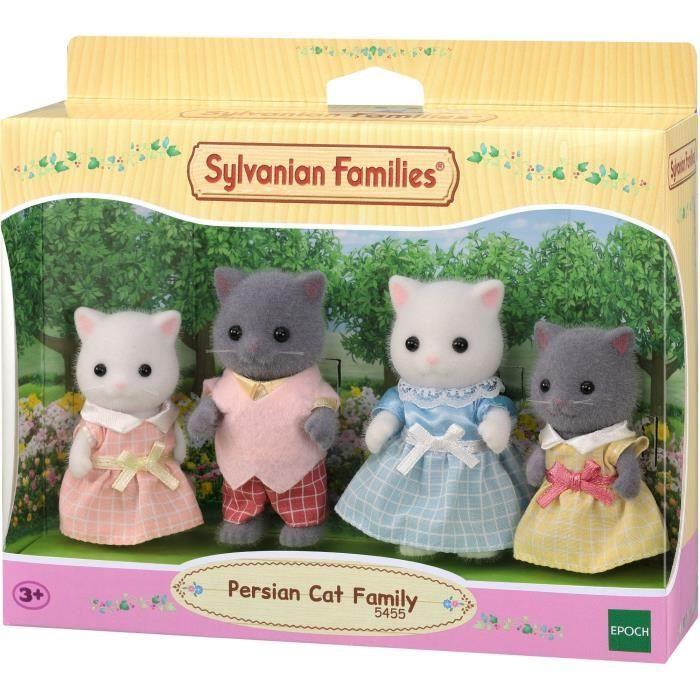 SYLVANIAN FAMILIES - Famille chat persan - 4 personnages articulés et habillés - Pour enfants à partir de 3 ans