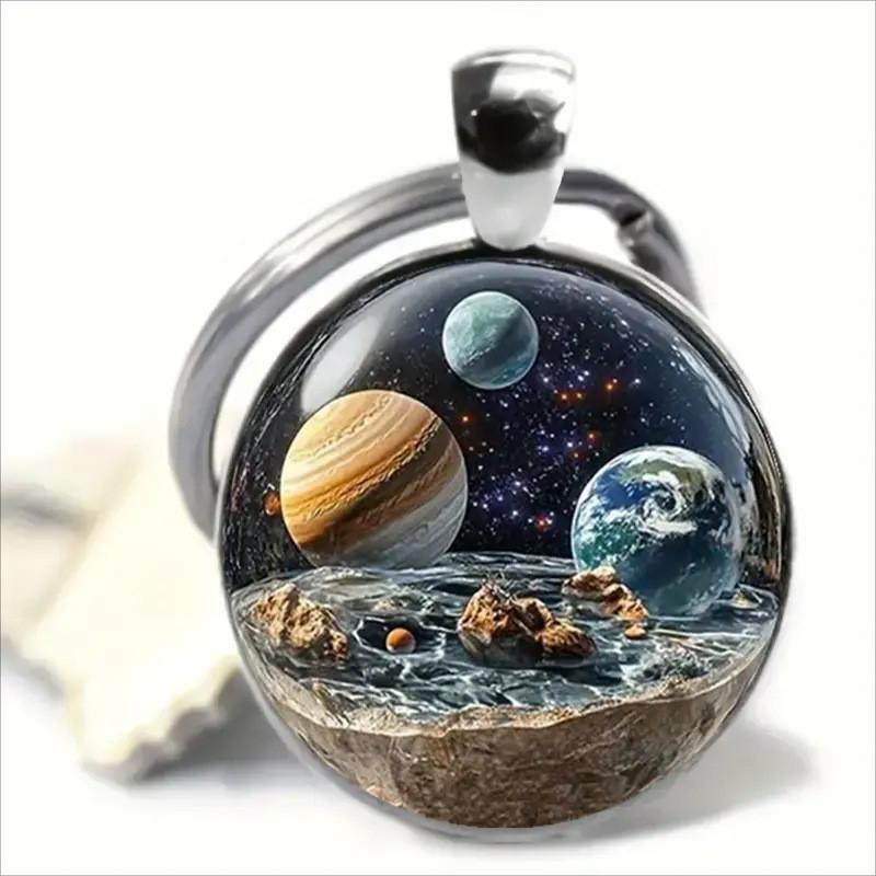 Galactic Planet Theme Keychain With Zinc Alloy Durable Material For Gift Giving And Collectors