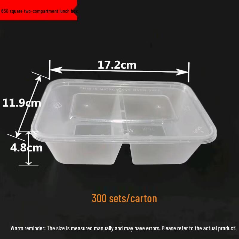 Disposable Square 2-Compartment Meal Prep Containers