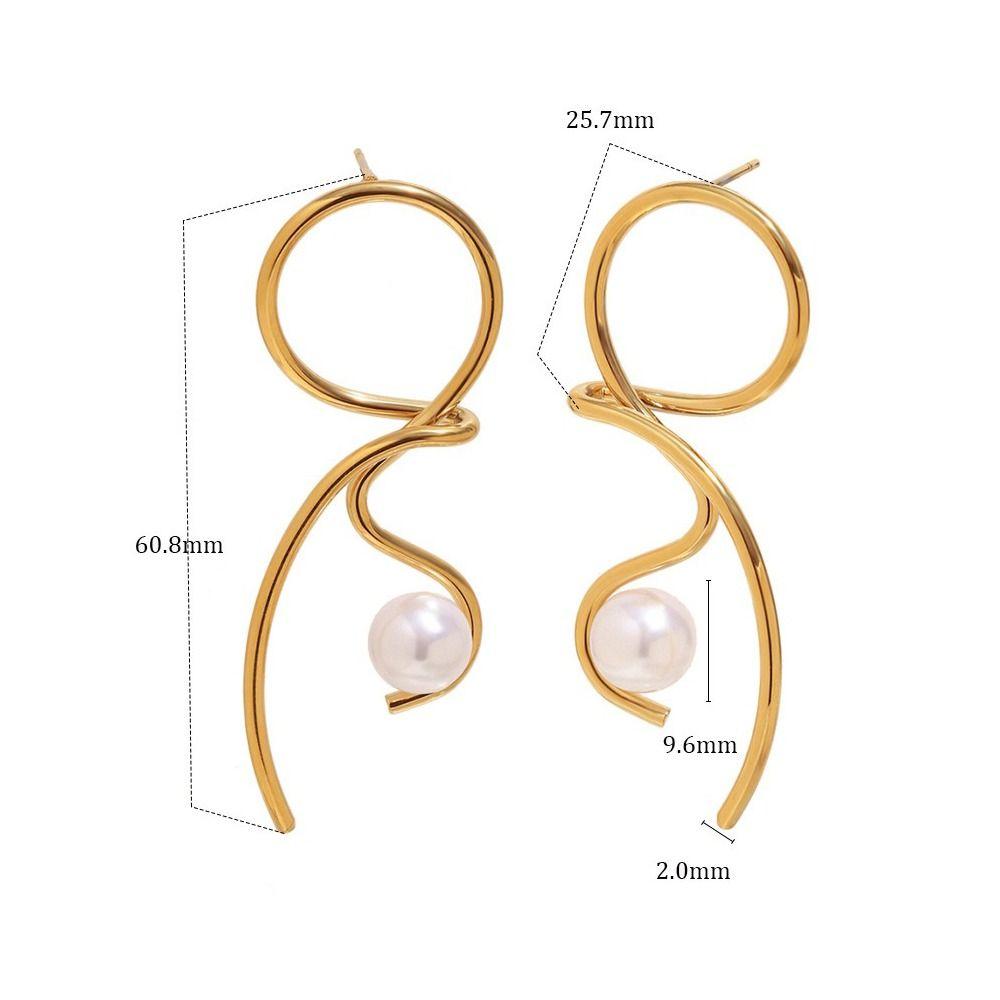 Waterproof Imitation Pearl Earrings Stainless Steel Statement Earrings  Women's Jewelry