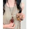 Zen Acorn Pendant Necklace: Ethnic Wooden Top Note with Plant Design for Women and Men