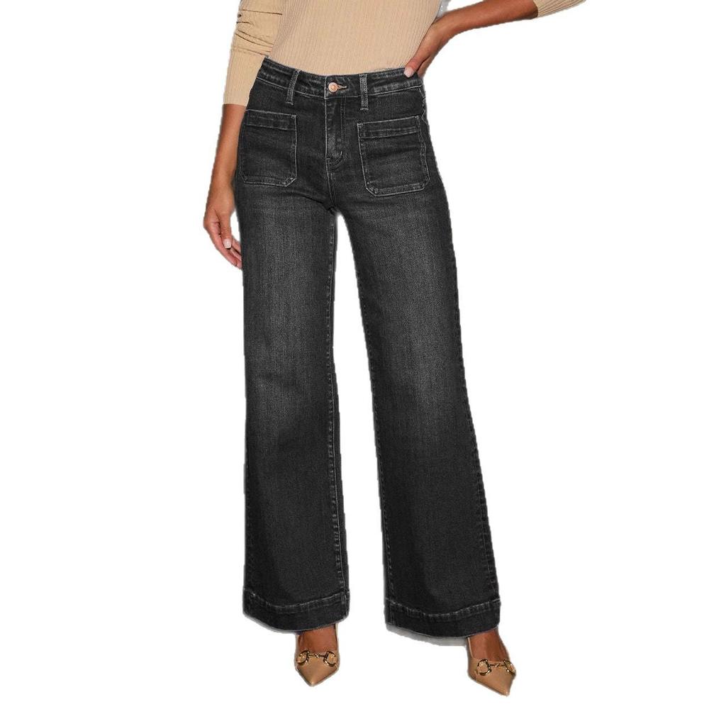 2025 Spring Women's High-Waisted Wide-Leg Retro Jeans - Slimming and Versatile Style