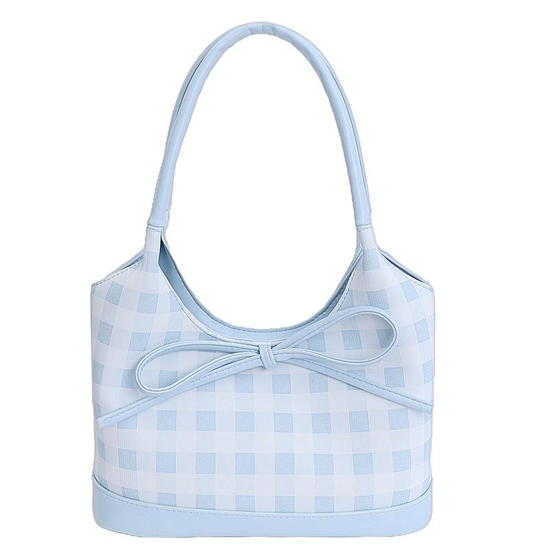 

High-value plaid cloud bag hand bag women s 2025 new trendy fashion niche versatile ins shoulder messenger bag синий