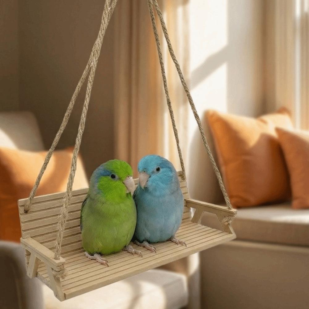 Creative Interactive Bird Toy Funny Parrot Hanging Bed Bench-Style Bird Swing  Pet Entertainment