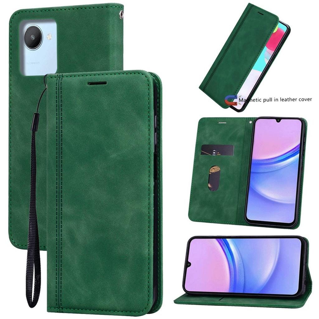 Magnetic Closure Flip Wallet Phone Case for Realme C30s,C30,Narzo 50i Prime Vintage PU Leather Card Holder Cover