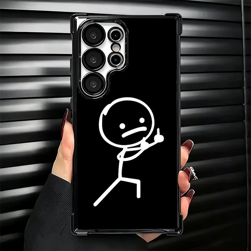 Funny Stickman Matchman Plating Phone Case For Samsung Galaxy S24 S25 FE S26 Edge S23 Ultra S22 S21 Plus S20 Anti-Fall Airabag C