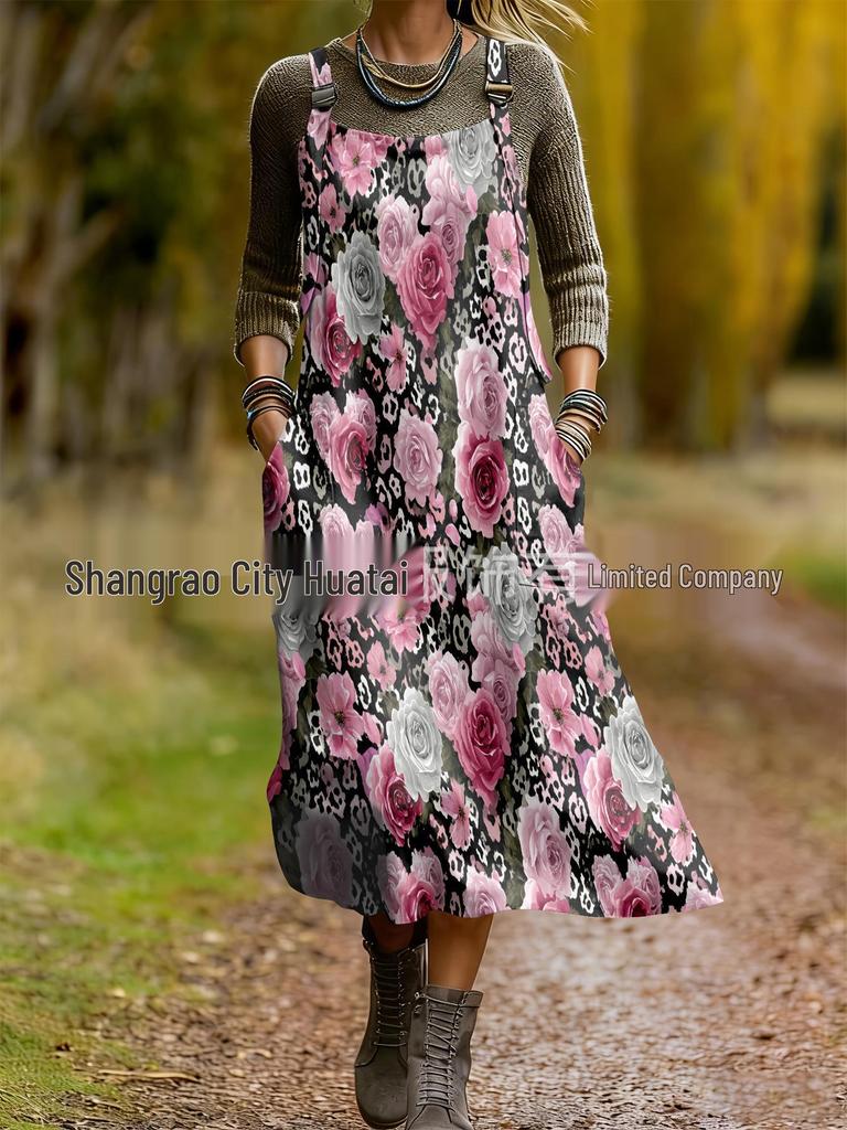2026 Spring Women's Retro Ethnic 3D Print Dress
