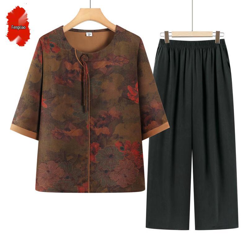 Elderly Women s New Chinese Style Summer T-Shirt & Top Set 3XL