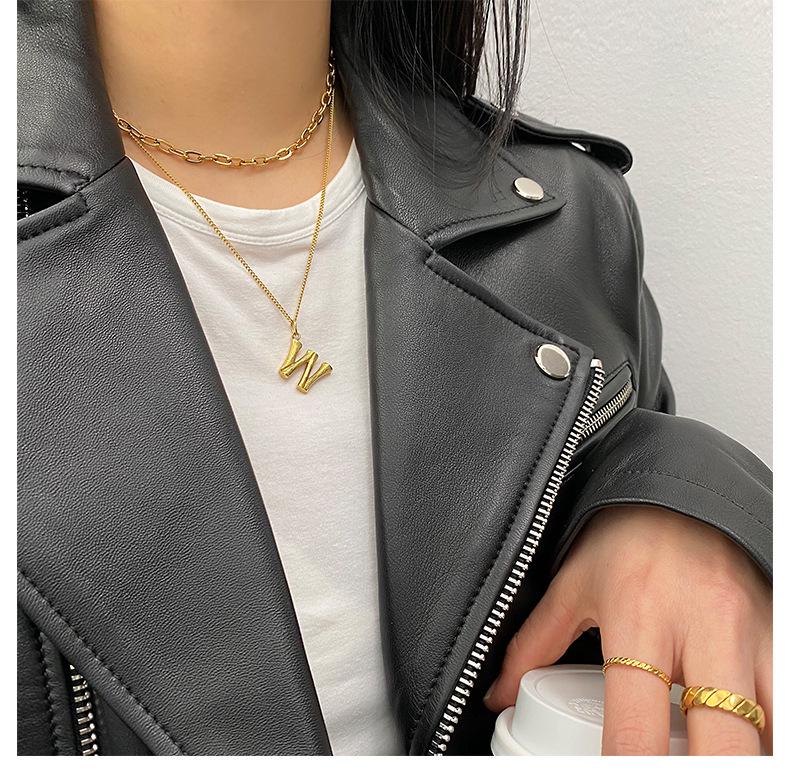 Trendy European & American Bamboo Joint Gold Necklace with 26 English Letters