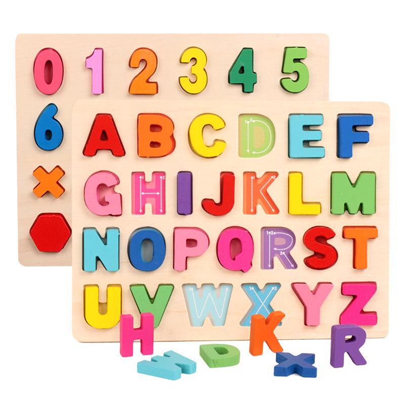 Wooden Kids' Digital Letter & Shape Matching Puzzle Board