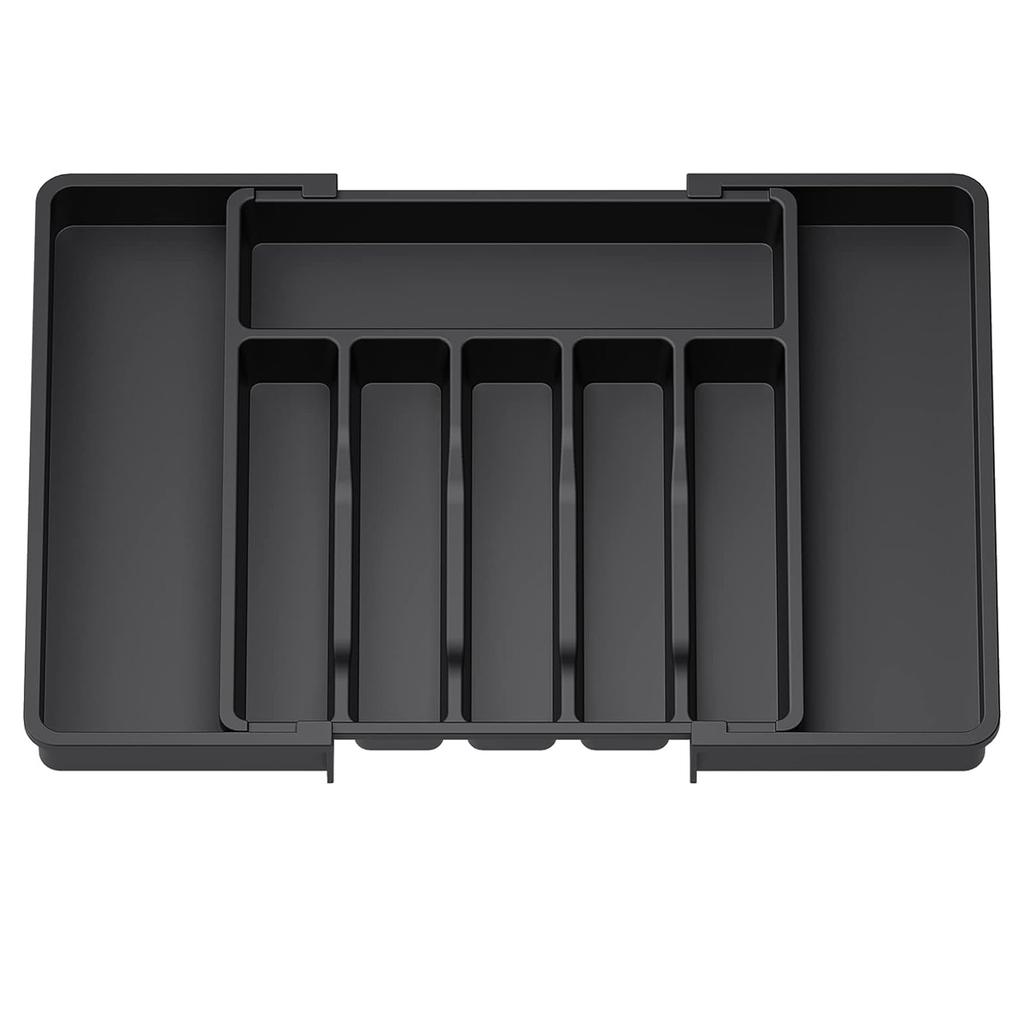 Upgraded Adjustable Plastic Cutlery Drawer Organizer Divided Storage Tray Space Saving Holder for Kitchen Knives Spoons Tableware